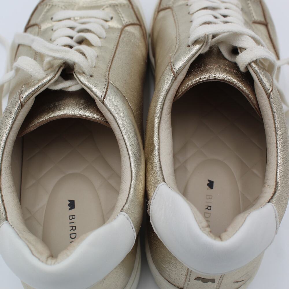 Birdies Sneakers Womens 7.5 Gold Metallic Leather Lace Up Low Top Casual Shoes - Picture 5 of 8